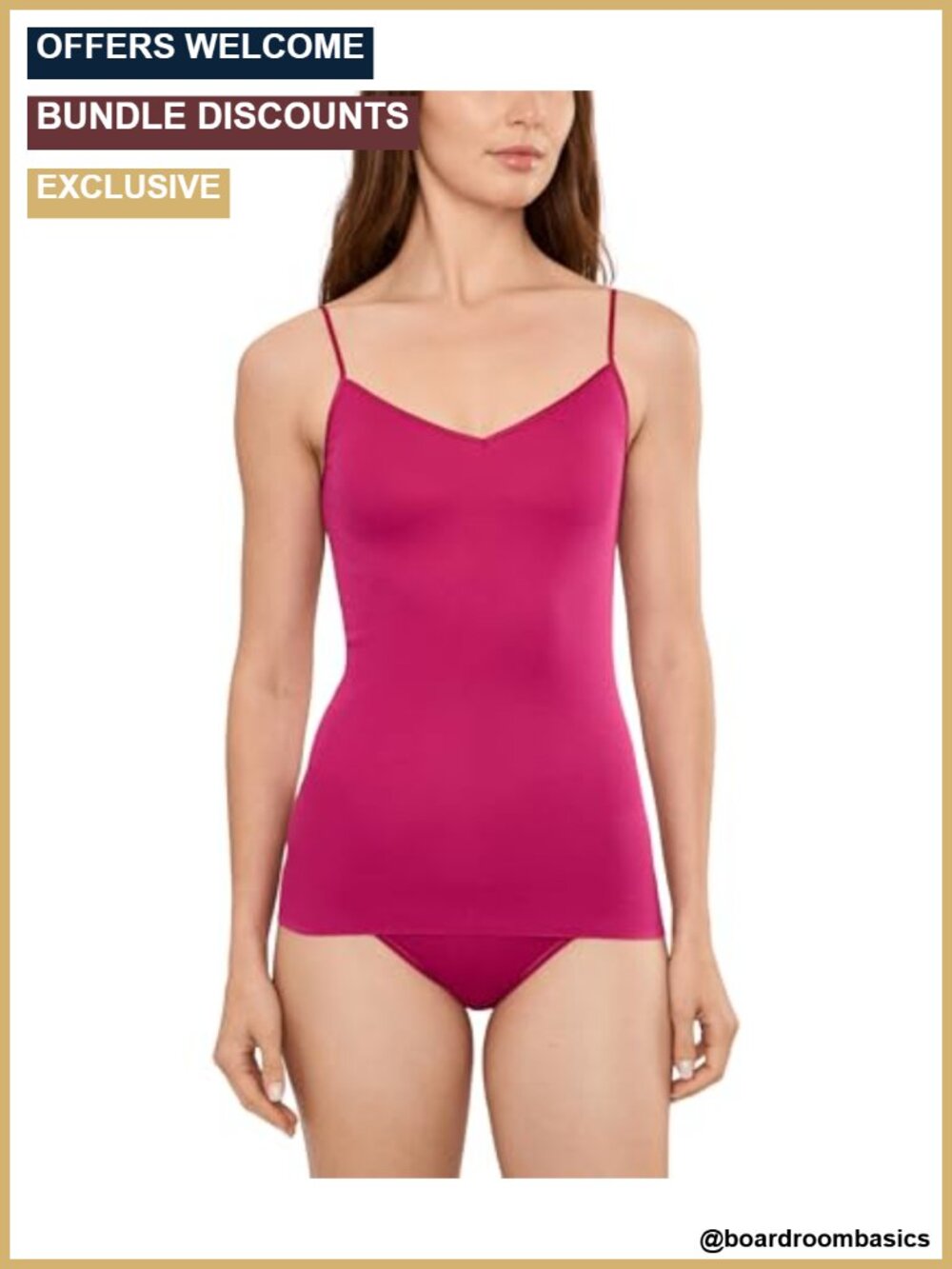 Mercerized Cotton Seamless V-Neck Spaghetti Camisole Sleeveless Tank Top